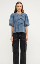 Load image into Gallery viewer, Denim Blouse with Front Ties
