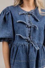 Load image into Gallery viewer, Denim Blouse with Front Ties
