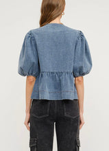 Load image into Gallery viewer, Denim Blouse with Front Ties
