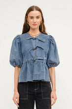 Load image into Gallery viewer, Denim Blouse with Front Ties
