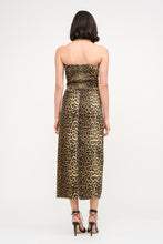 Load image into Gallery viewer, Turn heads in the fierce and fabulous Leopard Printed Corset Midi Dress! Designed with a sleek corset-style bodice and a wild leopard print, this dress hugs your curves in all the right places. The midi length adds a touch of elegance, making it perfect for date nights, parties, or any occasion that calls for a bold statement. For best care, hand wash cold, do not bleach, and line dry. Get ready to unleash your wild side!
