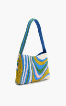 Load image into Gallery viewer, Colorful handbag with a patterned handle on a white background
