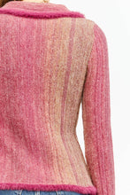 Load image into Gallery viewer, Close-up of a Glam Expressway pink and beige knitted sweater with a white background
