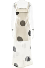 Load image into Gallery viewer, White chic slip dress with black polka dots on a white background

