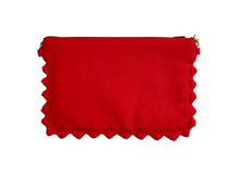 Load image into Gallery viewer, Red pouch with scalloped edge on a white background
