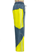 Load image into Gallery viewer, Sporty contrast stripe wide leg denim jeans with drawstring waistband
