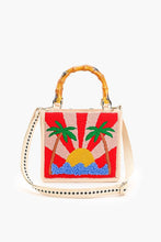 Load image into Gallery viewer, Handbag with a sun and palm tree design on a white background
