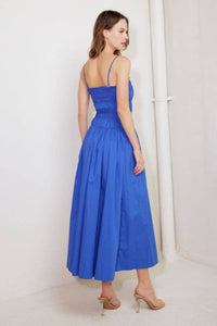 Blue Smocked Midi Dress