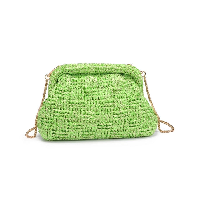 Lime Green Woven Clutch Bag