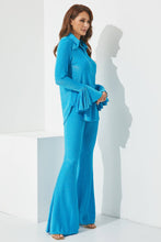 Load image into Gallery viewer, Aqua Blue Knit Top And Pants Set
