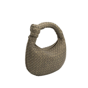 Woven Olive Leather Top Handle Bag