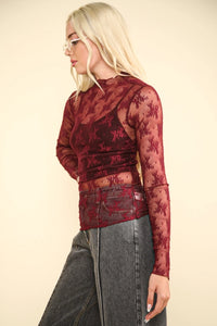 Deep Red Lace Top