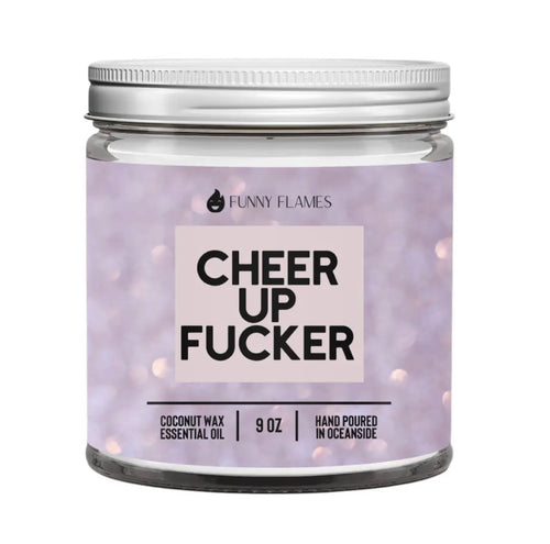 The best scent to cheer you up when you are feeling down. Glam Expressway's Cheer Up Fucker Candle is .9lb, hand poured and made with a coconut and apricot wax blend. The long lasting delicious scent has notes of Fresh Strawberry, Watermelon and Guava.
