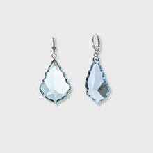 Load image into Gallery viewer, These exquisite Swarovski Crystal Earrings were literally fashioned from vintage chandeliers. They are light weight and come in aquamarine, clear and purple. The Vintage Swarovski Earrings are hand made and sold exclusively on Glam Expressway.
