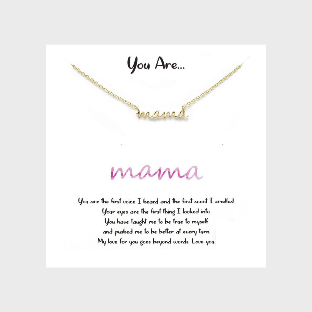 Gold Mama Script Necklace