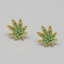 Load image into Gallery viewer, Leaf Pave Stud Earrings
